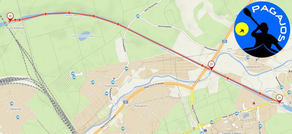 mapa kanału Gliwickiego - Nowa Wieś - Kłodnica.